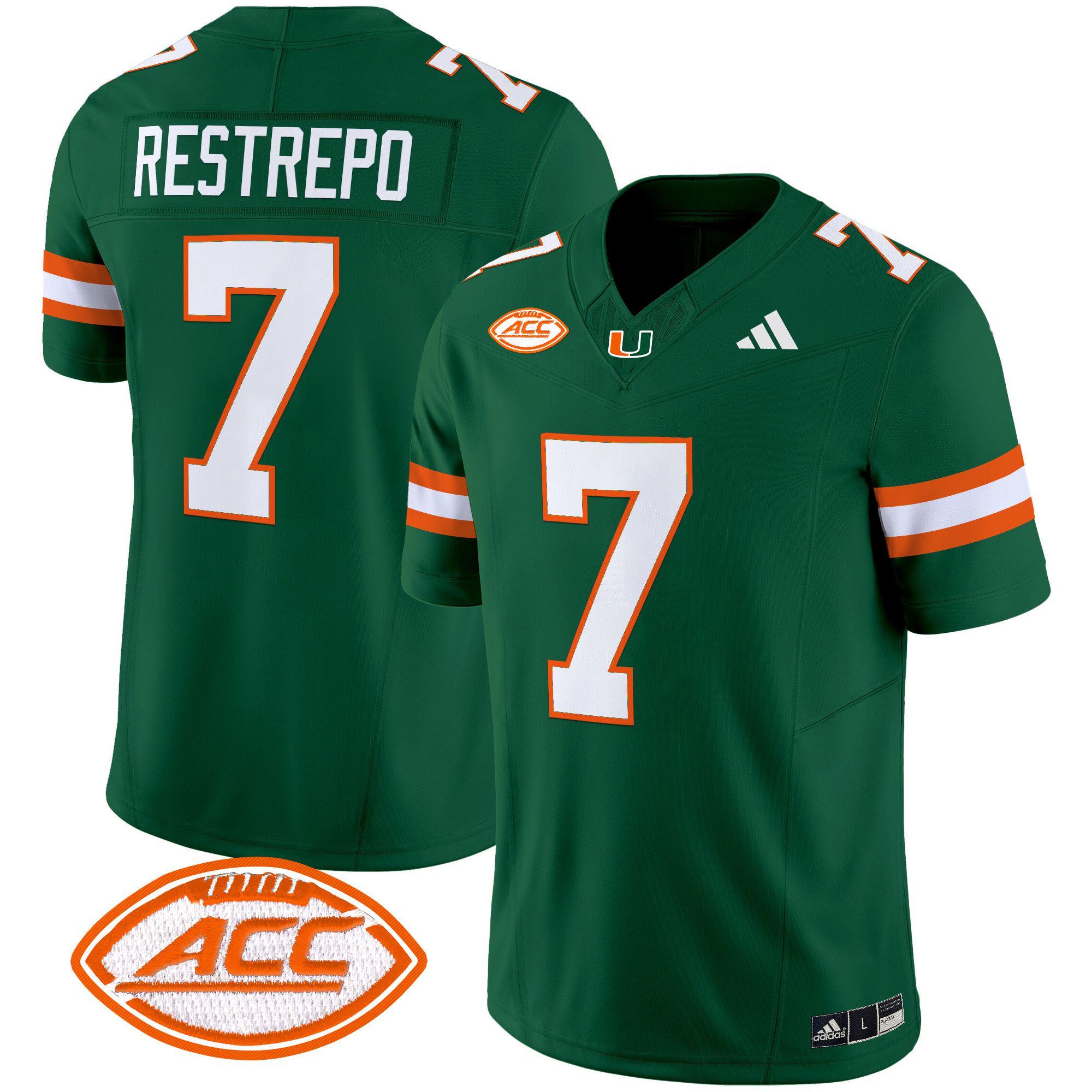 Men Miami Hurricanes #7 Restrepo Green 2024 Vapor Limited NCAA Jersey style 1->ncaa teams->NCAA Jersey